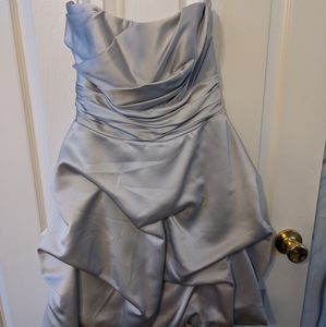 David's Bridal Silver Ruffled Mini Gown (Size 2)